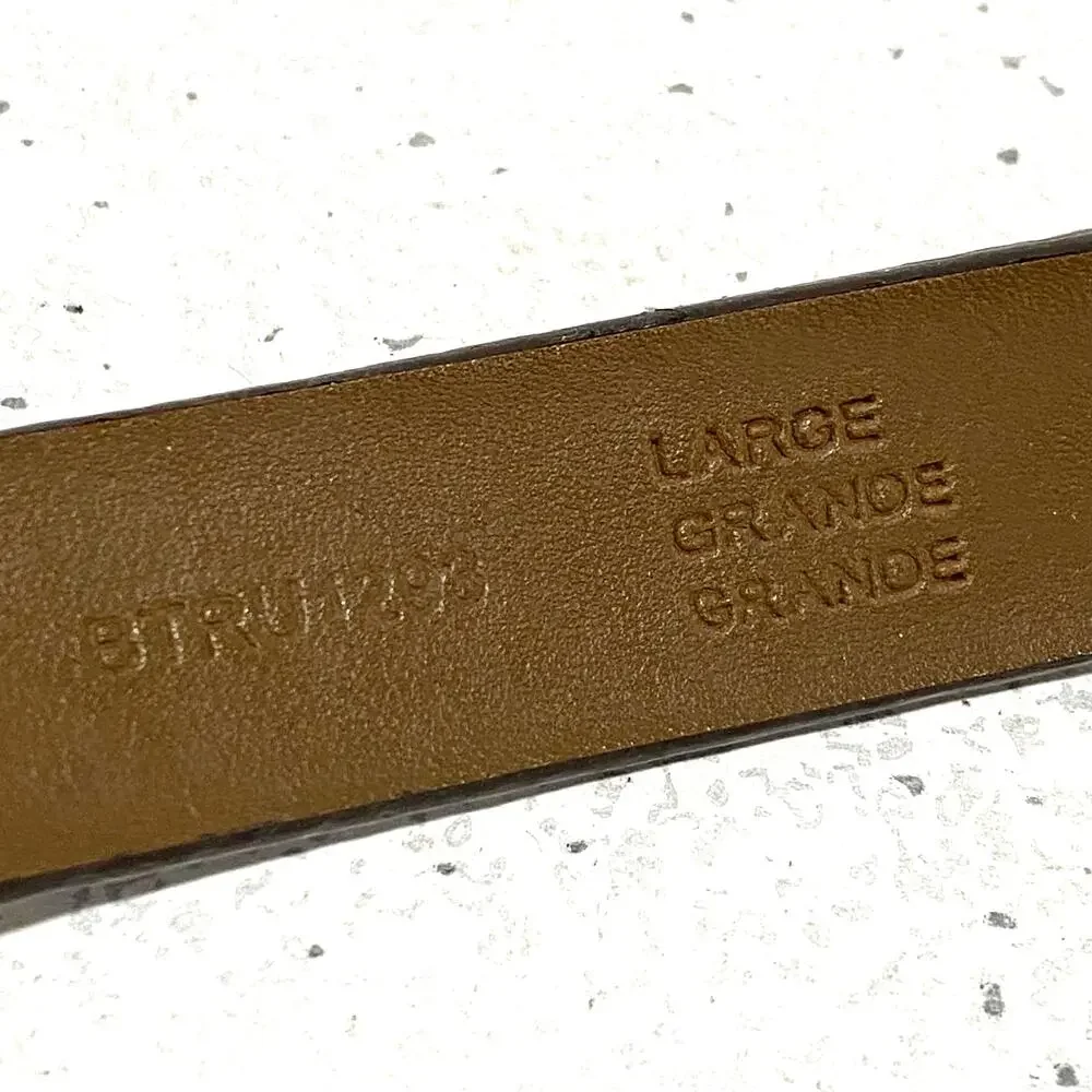 Liz Claiborne Y2K belt brown moc croc with colorful rhinestone buckle size L